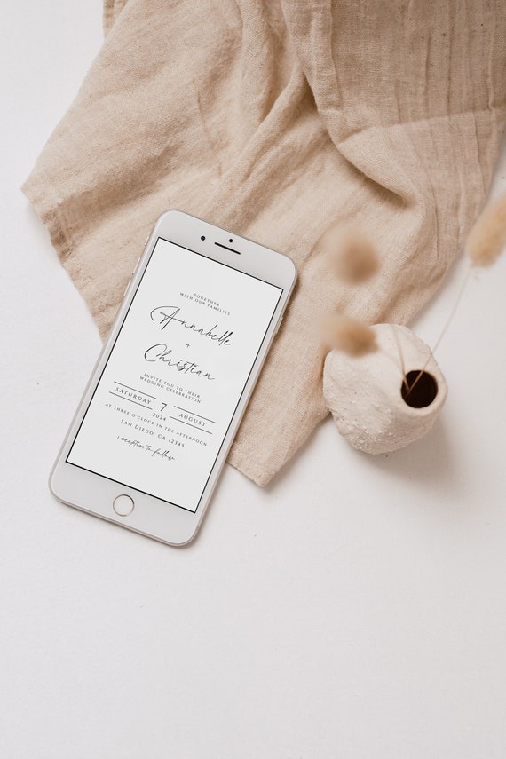 Minimalist Electronic Wedding Invitation: Online Evite (Digital Download)