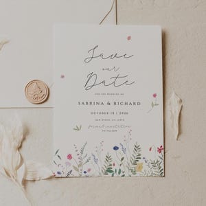 Wildblumen Save the Date Vorlage, bearbeitbare Hochzeitseinladung, Boho Floral Save the Date, sofortiger Download, druckbare Save the Date Karte
