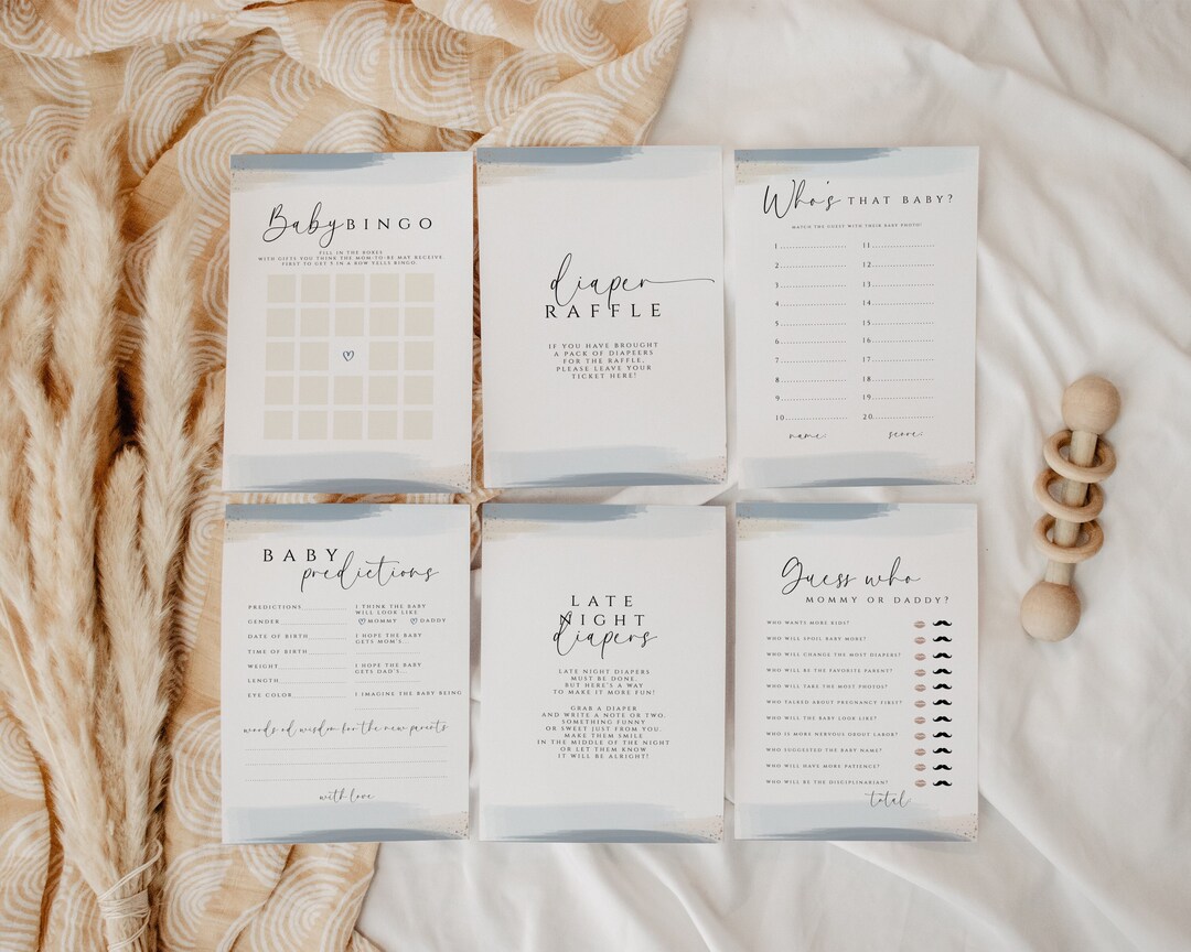 Blue Baby Shower Games Bundle, Oh Boy Baby Shower Games Pack ...