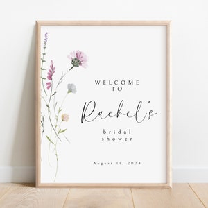 Wildflower Bridal Shower Welcome Sign Template, Welcome Sign Poster, Bridal Shower Floral Sign, 18x24 Sign, Printable Editable Download image 2