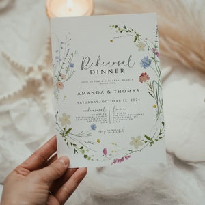 Wildflowers Rehearsal Dinner Invitation, Summer Spring Floral Wedding Invite Printable, Rehearsal Dinner Digital Invitation Template Instant image 3