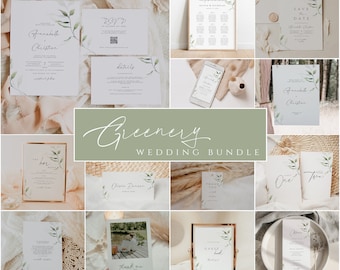 Eucalyptus Wedding Invitation Bundle: Greenery Wedding Kit (Editable Templates)