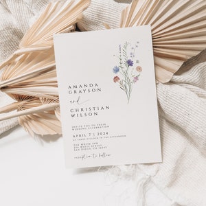 Wildflower Wedding Invitation, Floral Wedding Invite Wildflowers Wedding Invitation Set Template, Spring Flower Wedding Suite, Details, RSVP image 5