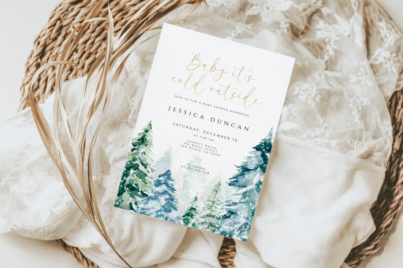 Winter Baby Shower Invitation, Baby Its Cold Outside Baby Shower, Christmas Baby Shower Invite, Baby Its Cold Outside Invitation Template image 4