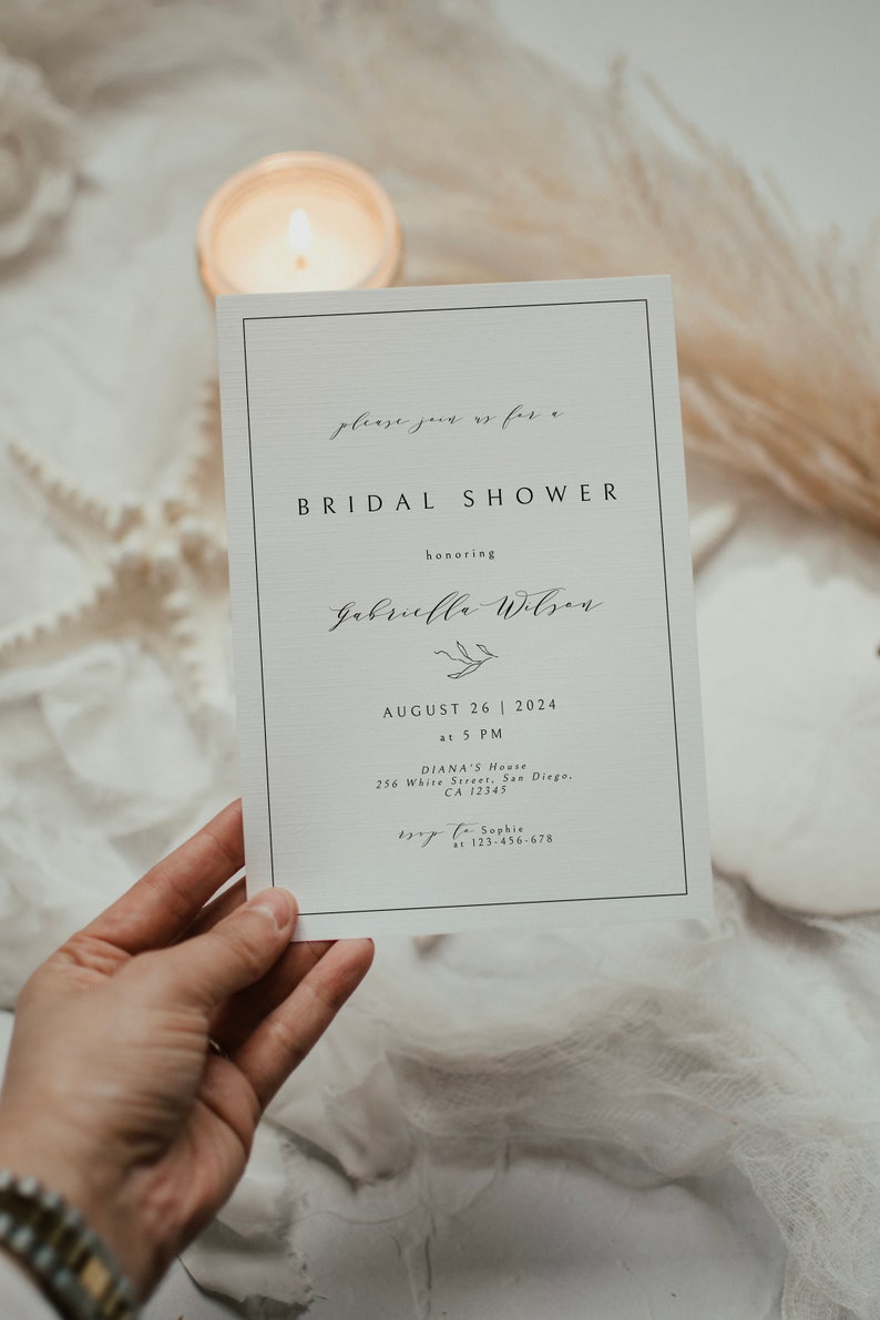 Minimalist Bridal Shower Invitation Template, Simple Bridal Shower Invite, Elegant, Modern, Editable, Instant Download, Printable Invite image 2