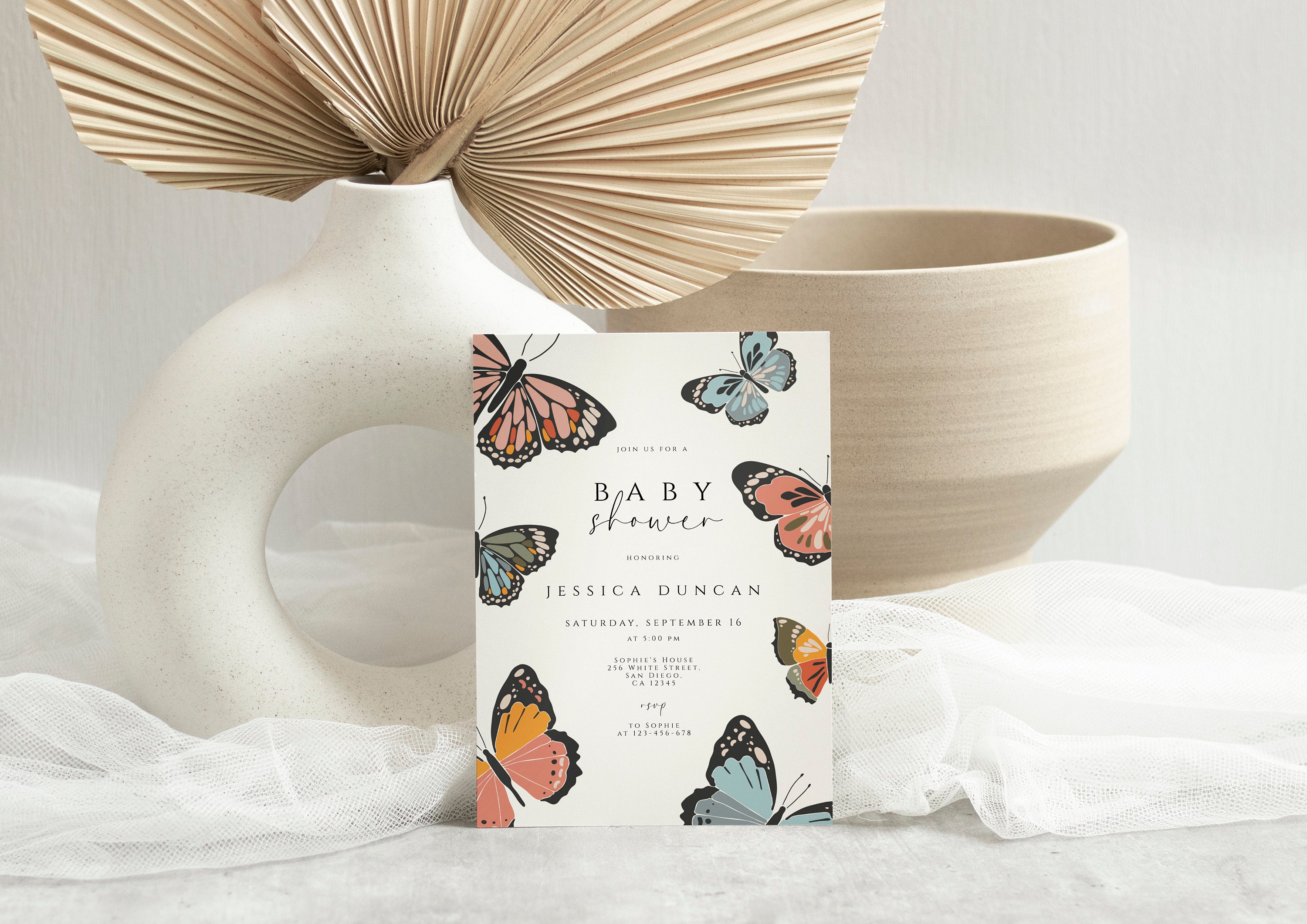 Butterfly Baby Shower Invitation, Editable Girl Baby Shower Invite ...