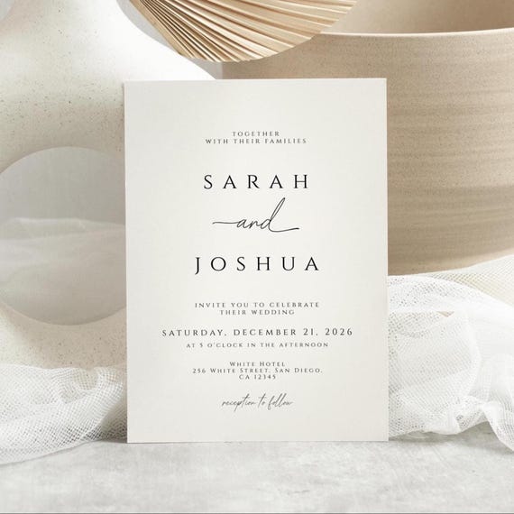 Editable Minimalist Wedding Invitation Template Modern Wedding Invite Elegant Wedding Invitation Digital Download Elegant Wedding Card