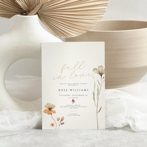Fall in Love Bridal Shower Invitation Autumn Bridal Shower Invite Template Fall Bridal Shower Card Editable Wedding Shower DIY Printable
