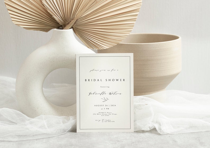 Minimalist Bridal Shower Invitation Template, Simple Bridal Shower Invite, Elegant, Modern, Editable, Instant Download, Printable Invite image 3