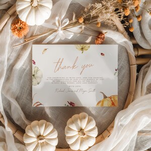 Fall Baby Shower Thank You Card Little Pumpkin Thank You Card Baby Shower Editable Thank You Note Printable Autumn Baby Shower 4x6 Card