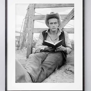 James Dean Reading Book Print - Vintage Hollywood Icon Wall Art - Retro Celebrity Home Decor  - High Quality Print