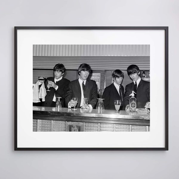 The Beatles at a bar in Paris, Saville Theatre, 1964 - Vintage - High Quality Print