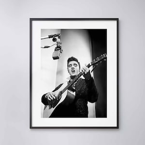 Elvis Presley - Recording in an RCA Victor studio in 1956 - Vintage - High Quality Print