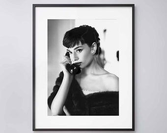 Audrey Hepburn, on Telephone, Paramount Studios 1953 Vintage - High Quality Print