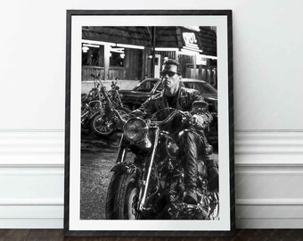 Terminator 2: Judgment Day 1991 Print - Arnold Schwarzenegger - T-800 Endoskeleton -  Harley Davidson Scene - Vintage - High Quality Print
