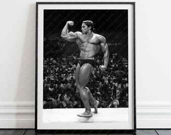 Arnold Schwarzenegger - Posing On Stage - Olympia Contest - Vintage - High Quality Print