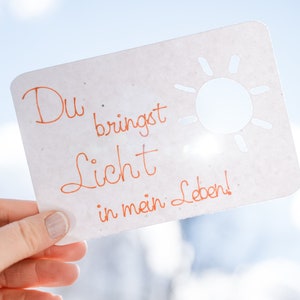 Karte „Du bringst Licht“ auf Wildblumen Samenpapier