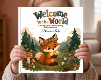 Personalized Woodland Baby Book, Welcome to the World Storybook, Whisperpine Hollow Hardcover Keepsake, Custom Baby Name Willow & Friends