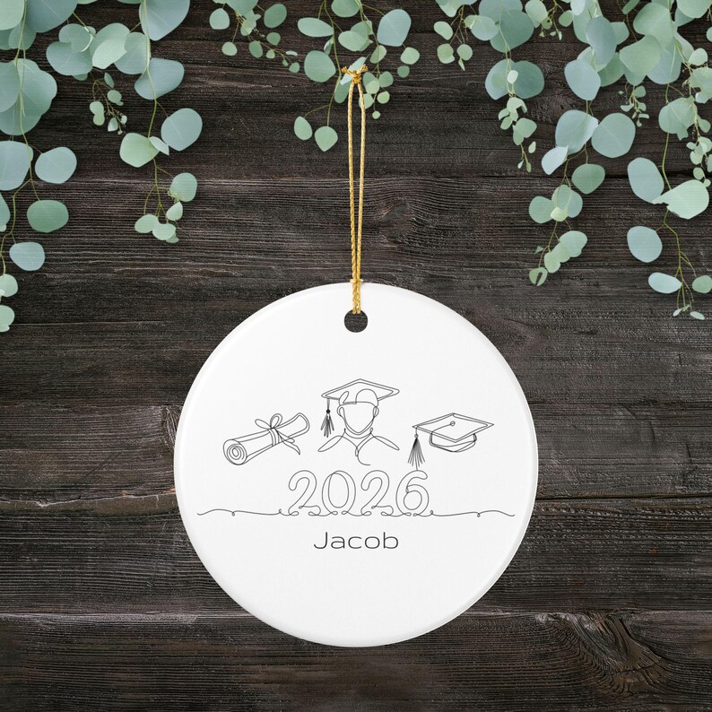 Personalized 2026 Graduation Cap and Diploma Ceramic Ornament for Boy ...