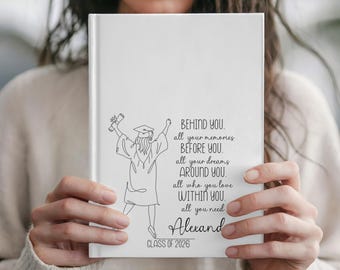 Custom Graduation Keepsake Journal, Minimalist Hardcover Notebook Gift for Senior, College Grad, Future Plans