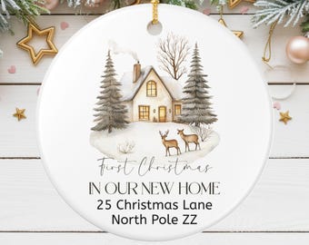 Personal Address for First Christmas Ornament, Personalized Home Decoration, Ceramic Holiday Keepsake, New Home Gift, Christmas Tree Decor 4