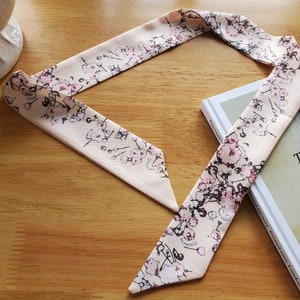 93cm*4.5cm Sakura Japanese Style Long Skinny Scarf, for neck, hair, bags, handles