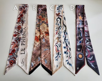 100 cm * 6 cm magere sjaal met Boho-print, voor nek, haar, tassen, handvatten