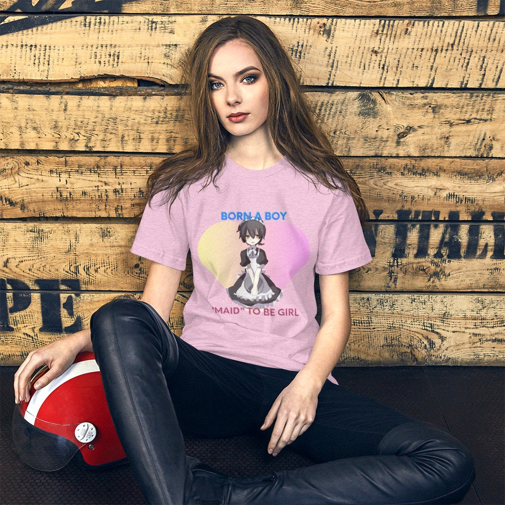 Born a Boy, Maid to Girl T-Shirt, Funny Gay Shirt, Kawaii Clothing, LGBTQ Top, Femboy Gift, Pastel Aesthetic Shirt, Eboy, Egirl