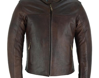 Chaqueta Moto Hombre de Cuero Urban Chaqueta de piel R-70