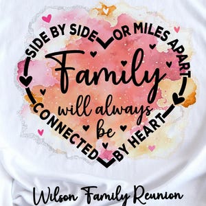 Custom Family Reunion Shirt, Side By Side Miles Apart Family Shirt with Custom Name and Destination Tee Custom Family Gathering Matching Tee
