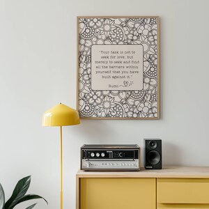 Your Aufgabe Is Not To Seek For Love, Rumi Wohnkultur, Retro Kunstdruck, Motivations Typografie Poster, Spirituelle Zitate Digitale Wandkunst | 7