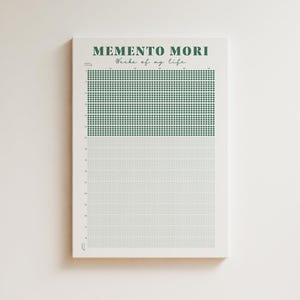 Memento Mori Life Calendar Printable – Weeks of My Life Tracker, Minimalist Green Poster, Motivational Wall Art, Digital Download PNG