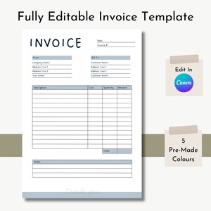 Receipt Form, Invoice Template Editable, Small Business Order Form, Modern Invoice, Printable, Canva