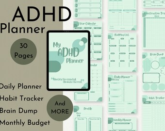 ADHD ライフオーガナイザー、ADHD デジタルプランナー、デイリープランナー、セルフケア、習慣追跡、予算、ToDo、フィットネストラッカー