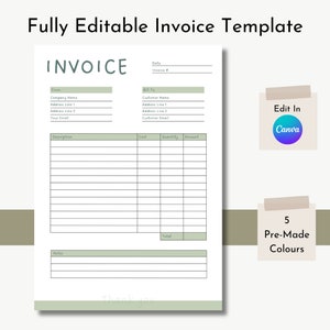 Receipt Form, Invoice Template Editable, Small Business Order Form, Modern Invoice, Printable
