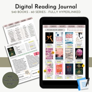 Digital Reading Journal, Reading Planner GoodNotes, Reading Tracker, Reading Log, Book Journal, Digital Stickers