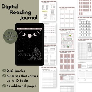 Undated Digital Reading Planner, Hyperlinked Book Tracker, Digital Reading Journal, Reading Tracker, Book Tracker