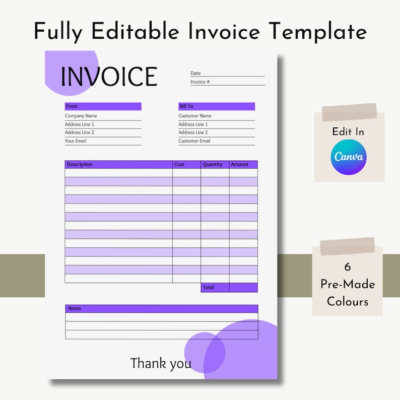 Invoice Template, Small Business Order Form, Modern Invoice, Printable ...