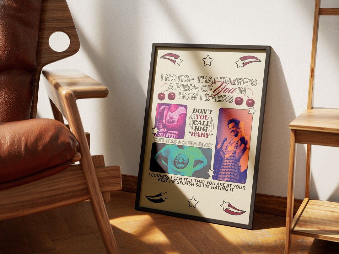 Harry Styles Lyric Poster, Cherry, Typographic Print, Music Lyric Quote