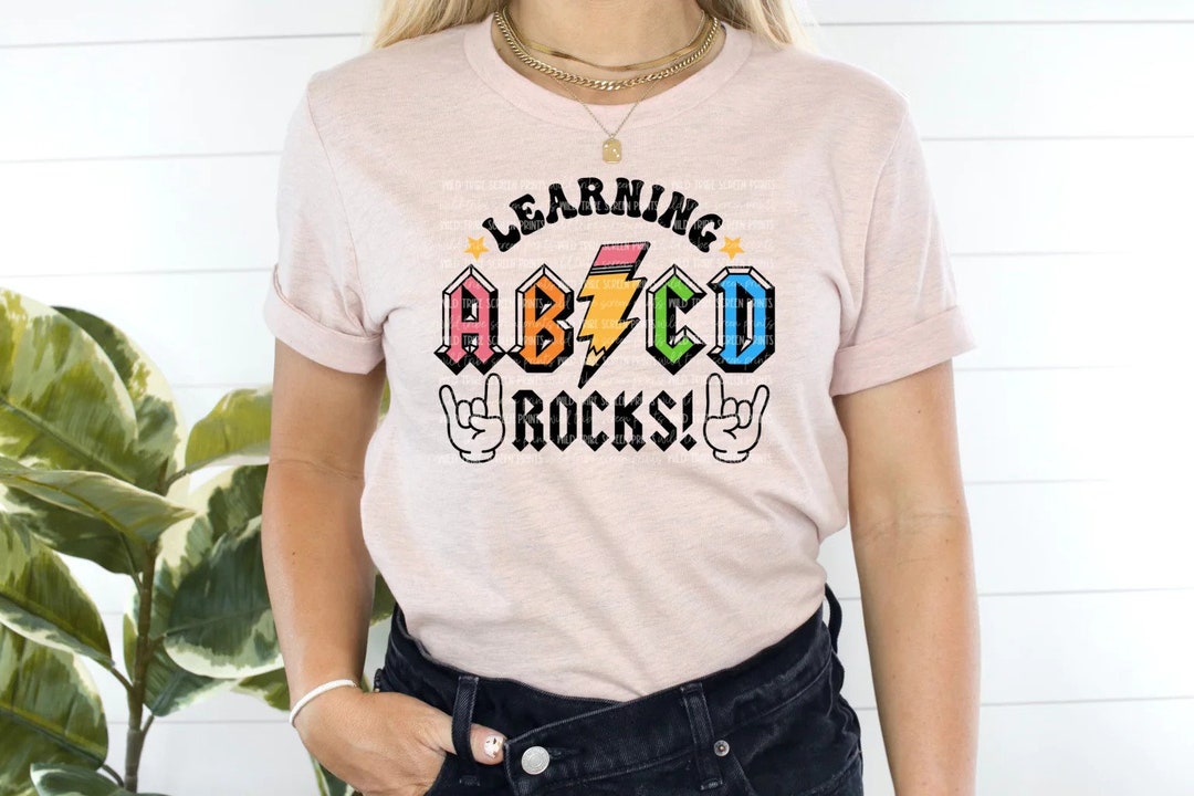 Learning Rocks, Teacher, Teacher Shirt, Graphic Tee, Teacher, ABCD ...