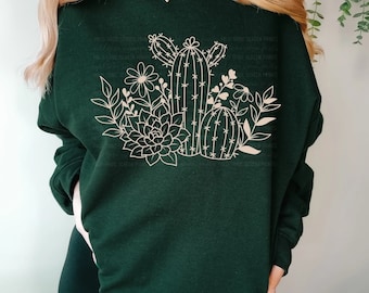 Cactus, Desert Cactus, Plants, Sweatshirt, Graphic Tee, Gardening, Plant Shirt, Gildan Crewneck