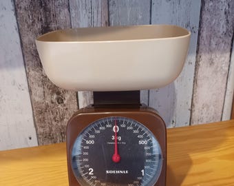 Vintage 1970s Soehnle Kitchen Scale - Brown & Beige Analog Food Scale - Made in West Germany - Retro Space Age Kitchen Decor (Up to 5 kg)