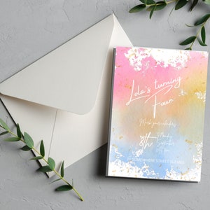 Personalised Watercolour Effect Ombre Pastel Invitation