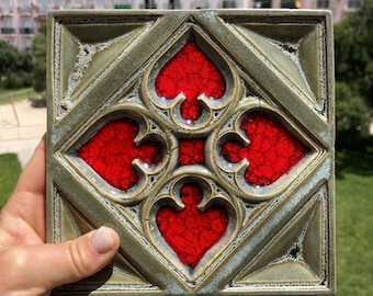 Exquisite ceramic panel for wall or fireplace decor. Handcrafted art piece, 930x930 mm. Custom sizes available – contact us.