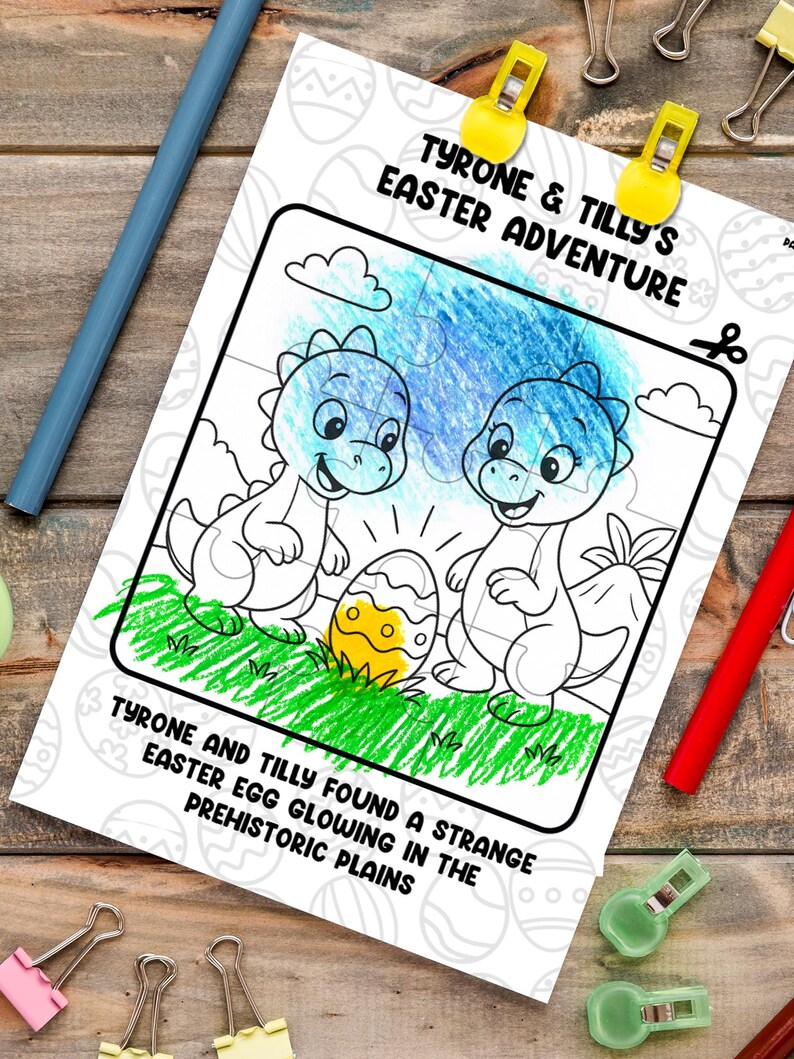 Easter 3-in-1 Kids Activity Set – Dinosaur Story Colouring Pages ...