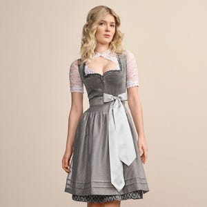 Dirndl Patrice, Midi German Dress, Austrian Dress, Dirndl Dress, Modern Dirndl, Bavarian Tracht, volksfest, Alpen Lederhosen Dirndl In Grey