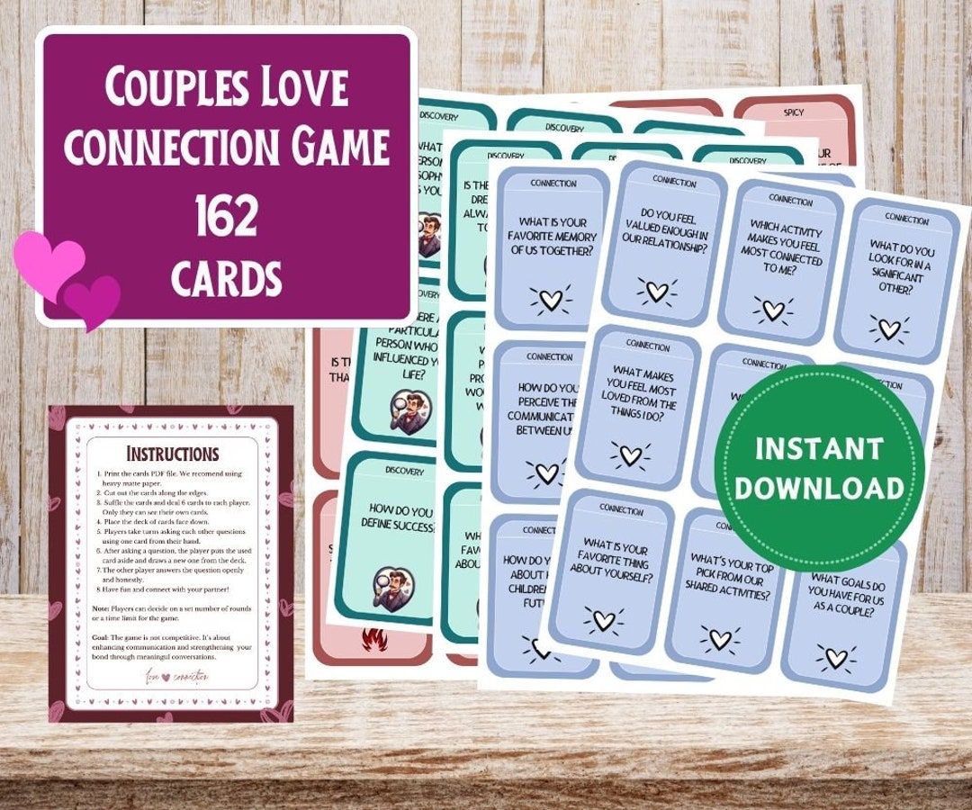 162 Couple Questions Cards, Printable Couple Conversation Cards ...