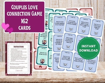 162 Couple Questions Cards, Printable Couple Conversation Cards,  Relationship Questions, 2nd Anniversary Ideas Gift, Couple Love Game Night