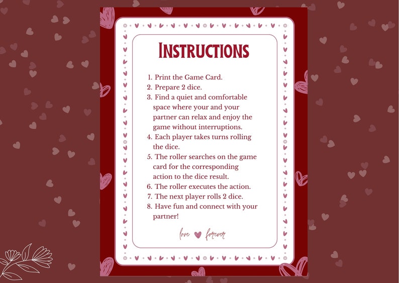 Love Dice Game, Printable Love Game Dice, Couples Game Night, Instant Digital Download, New