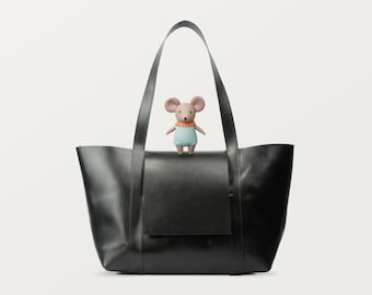 WINDELTASCHE Schwarz- Stylische Mama Tasche aus nachhaltigem Leder mit Taschen- Trendy Baby Jungen/Mädchen Windeltasche- Perfektes Baby Geschenk